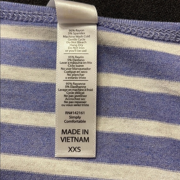 LuLaRoe New XXS Blue & White Striped Perfect T-Shirt NWT - Picture 6 of 8